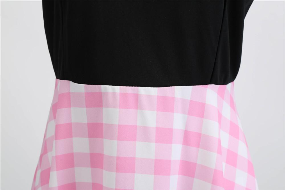 Plaid Print Sleeveless Belt Vintage Dresses-Vintage Dresses-Free Shipping at meselling99