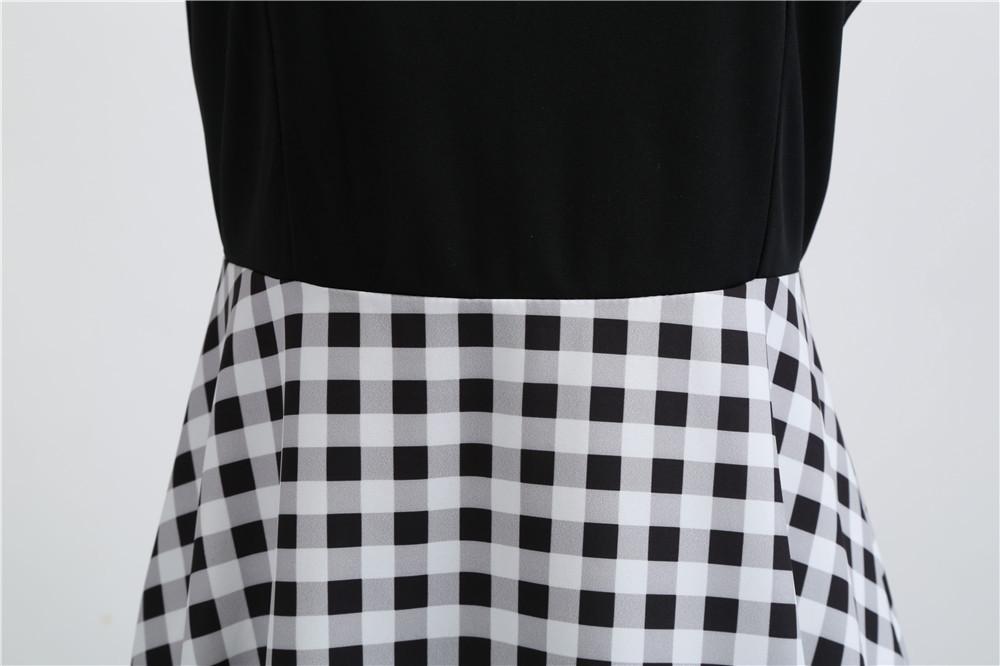 Plaid Print Sleeveless Belt Vintage Dresses-Vintage Dresses-Free Shipping at meselling99