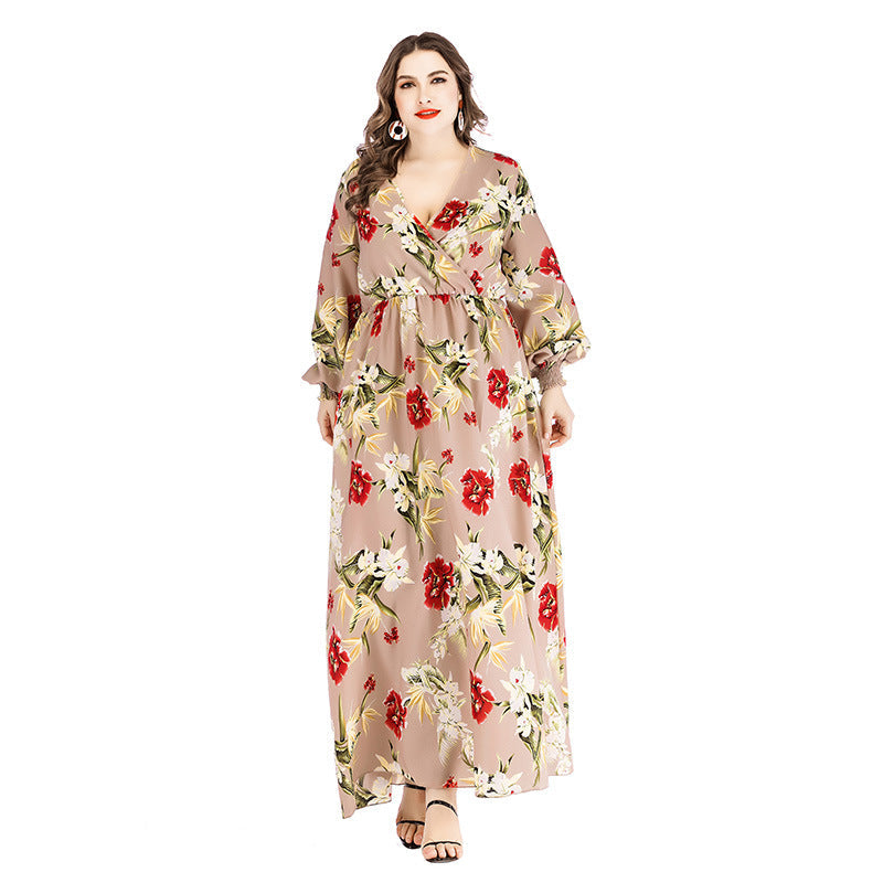 Summer Plus Sizes Dresses Floral Print-Dresses-Free Shipping at meselling99