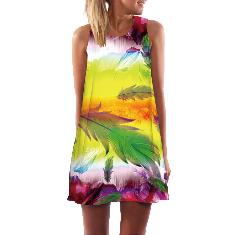 Casual Sleeveless Floral Print Summer Short Dresses