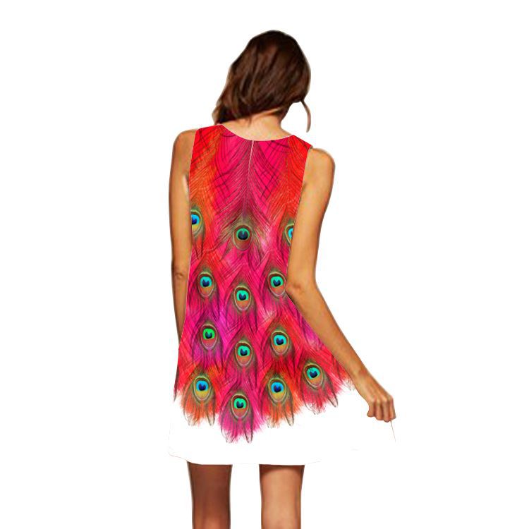 Summer Women Round Neck Sleeveless Mini Dresses