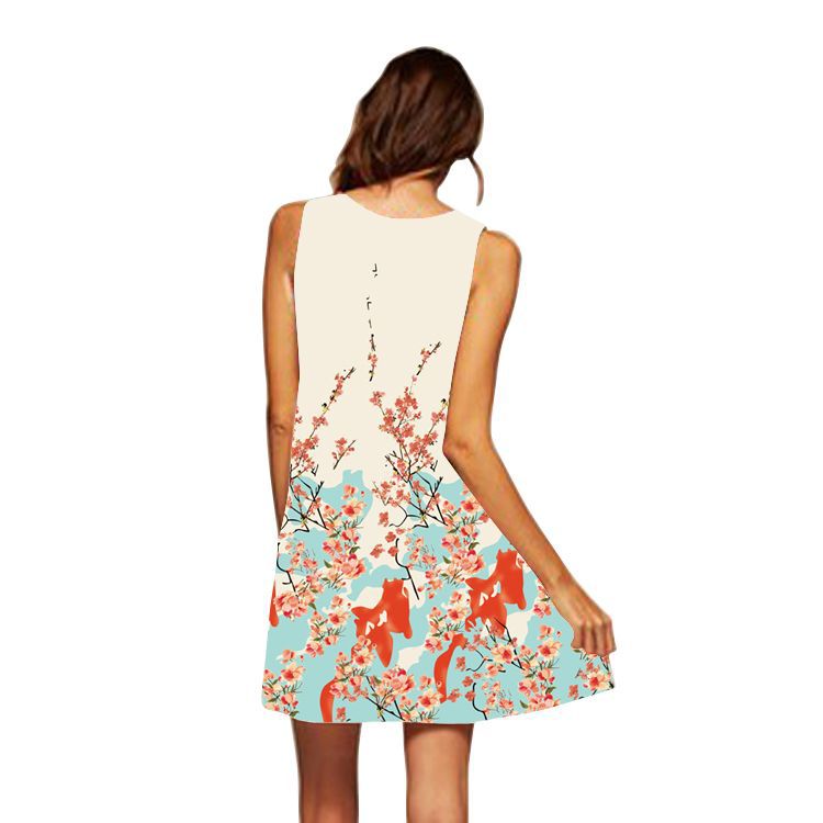 Casual Sleeveless Floral Print Summer Short Dresses