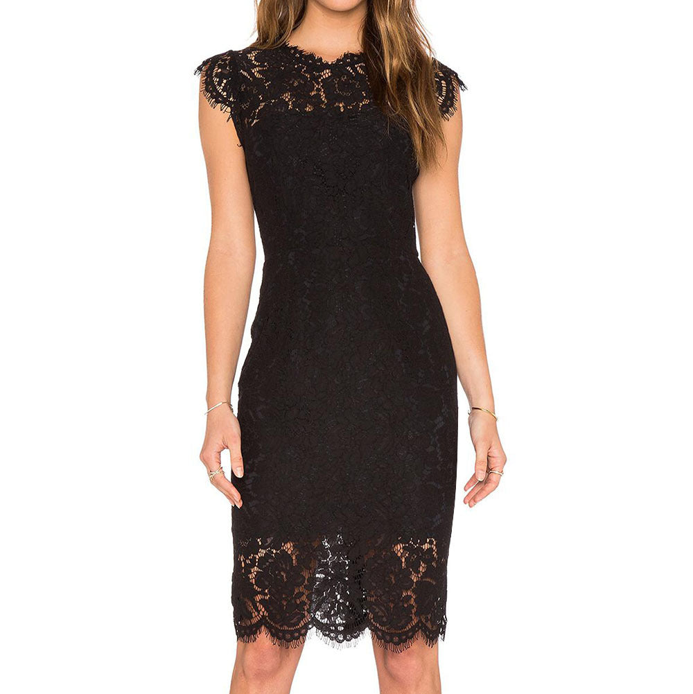 Sexy Lace Sleeveless Bodycon Sheathe Mini Dresses-Dresses-Black-S-Free Shipping at meselling99