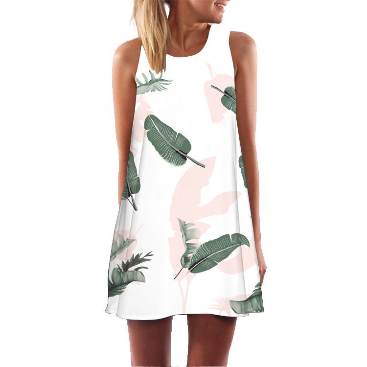 Casual Sleeveless Floral Print Summer Short Dresses