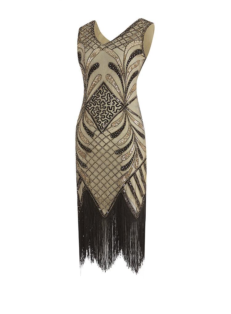 Vintage Handmade Sequined Tassels Party Dresses for Women-Dresses-Free Shipping at meselling99