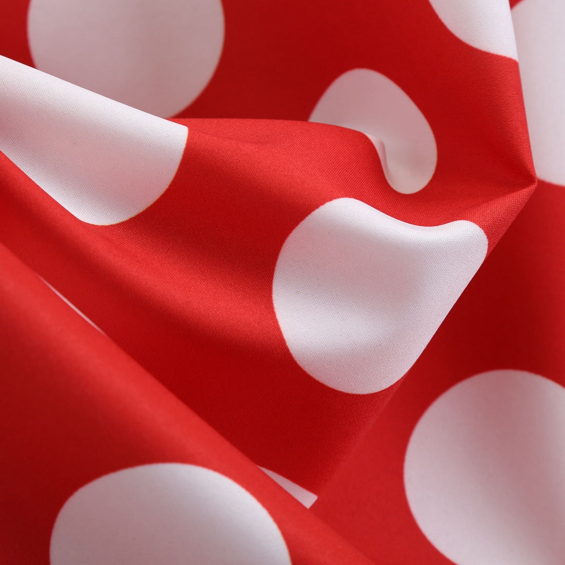 Red Plus Sizes Round Neck Polk Dot Dresses-Vintage Dresses-Free Shipping at meselling99