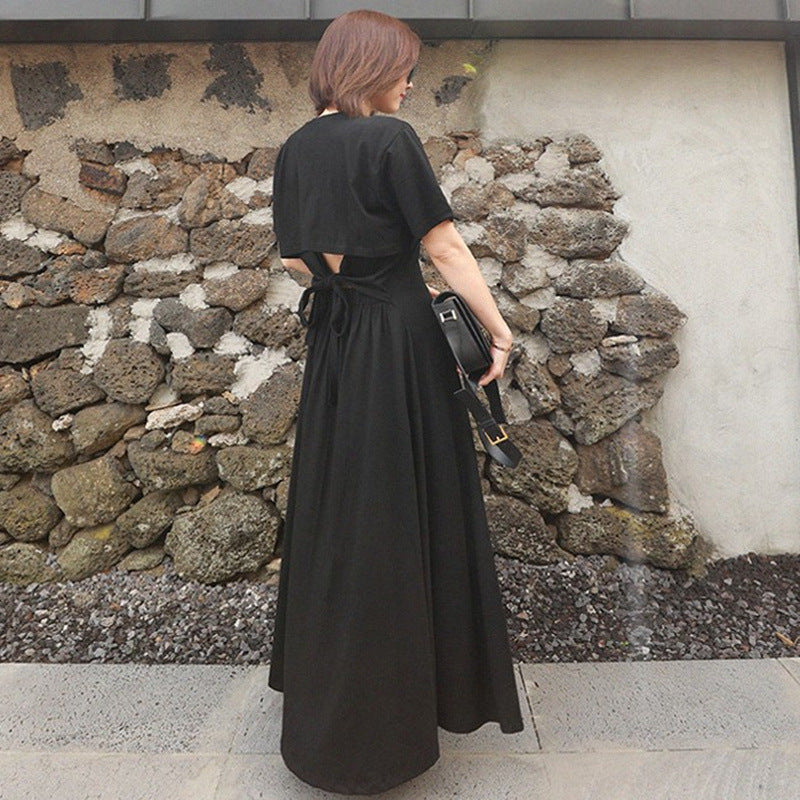 Black Summer Backless Fashion Long Dresses-Dresses-Free Shipping at meselling99