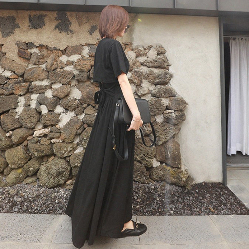 Black Summer Backless Fashion Long Dresses-Dresses-Free Shipping at meselling99