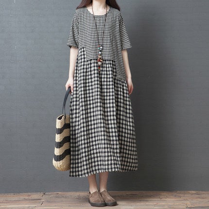 Vintage Plus Sizes Linen Long Dresses-Dresses-Free Shipping at meselling99