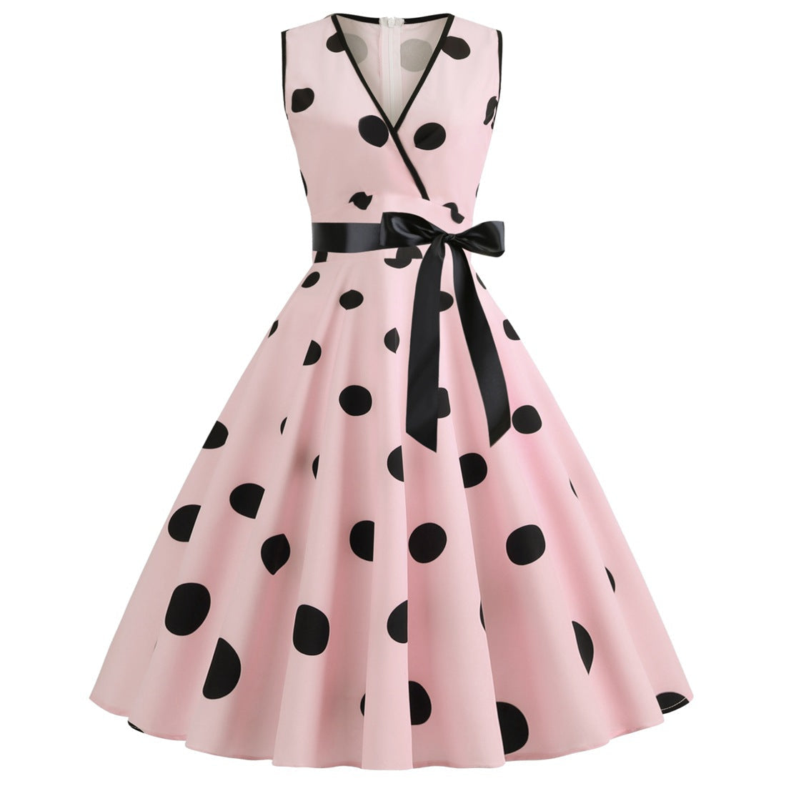 Summer Sleeveless Polka Dot Dresses-Dresses-Apricot-S-Free Shipping at meselling99