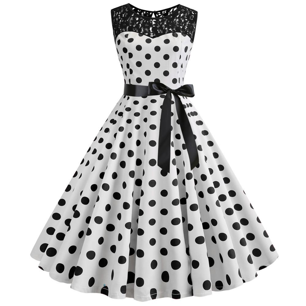 Summer Vintage Dot Print Sleeveless Dresses--Free Shipping at meselling99