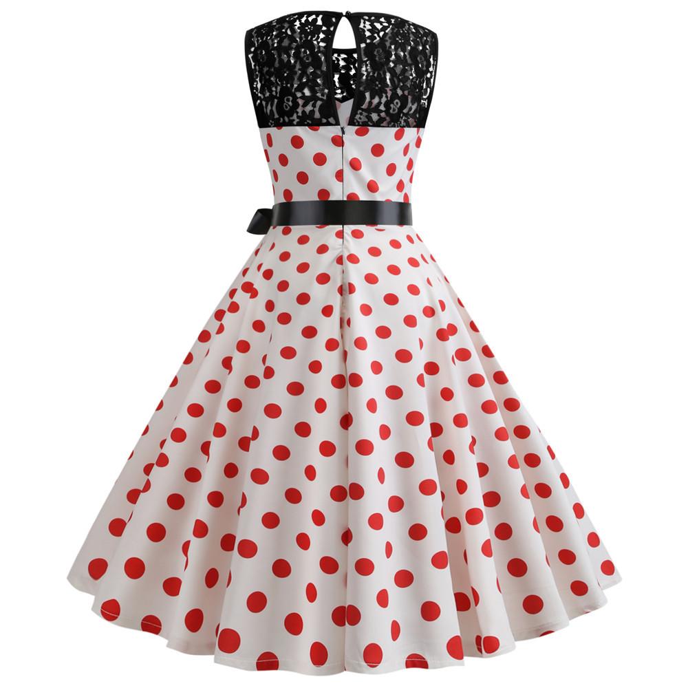 Summer Vintage Dot Print Sleeveless Dresses--Free Shipping at meselling99