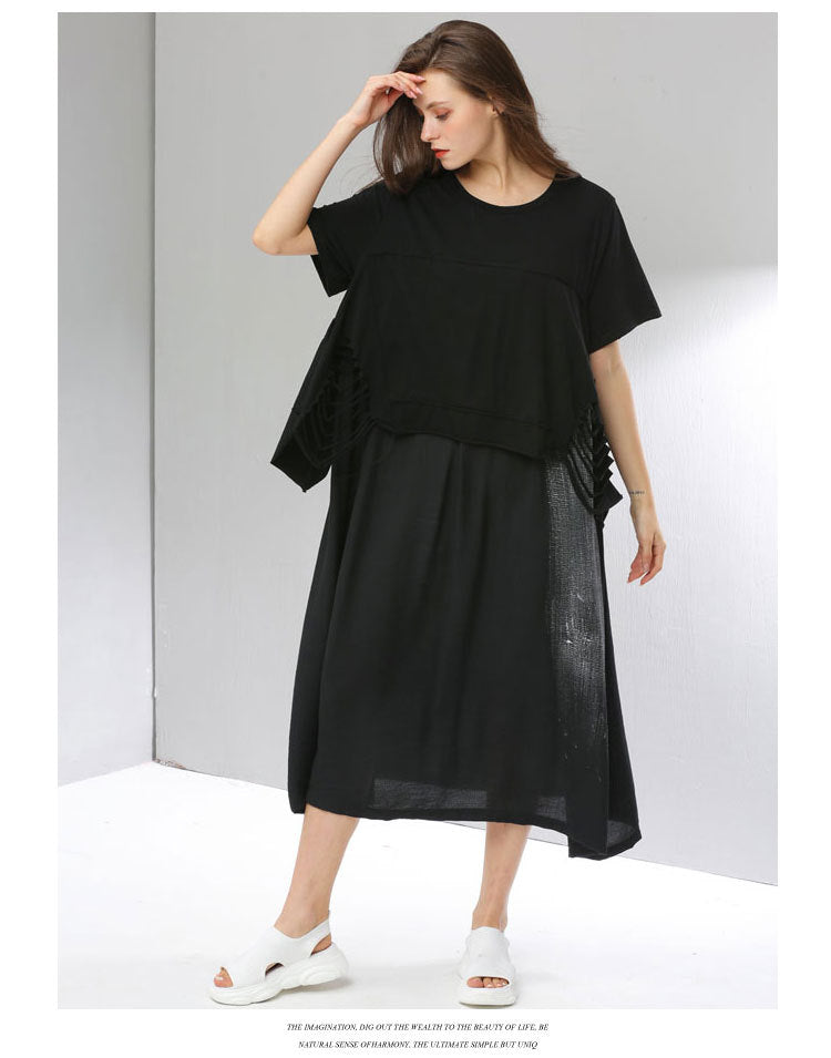 Summer Women Plus Sizes Black Long Cozy Dresses-Dresses-Black-One Size-Free Shipping at meselling99