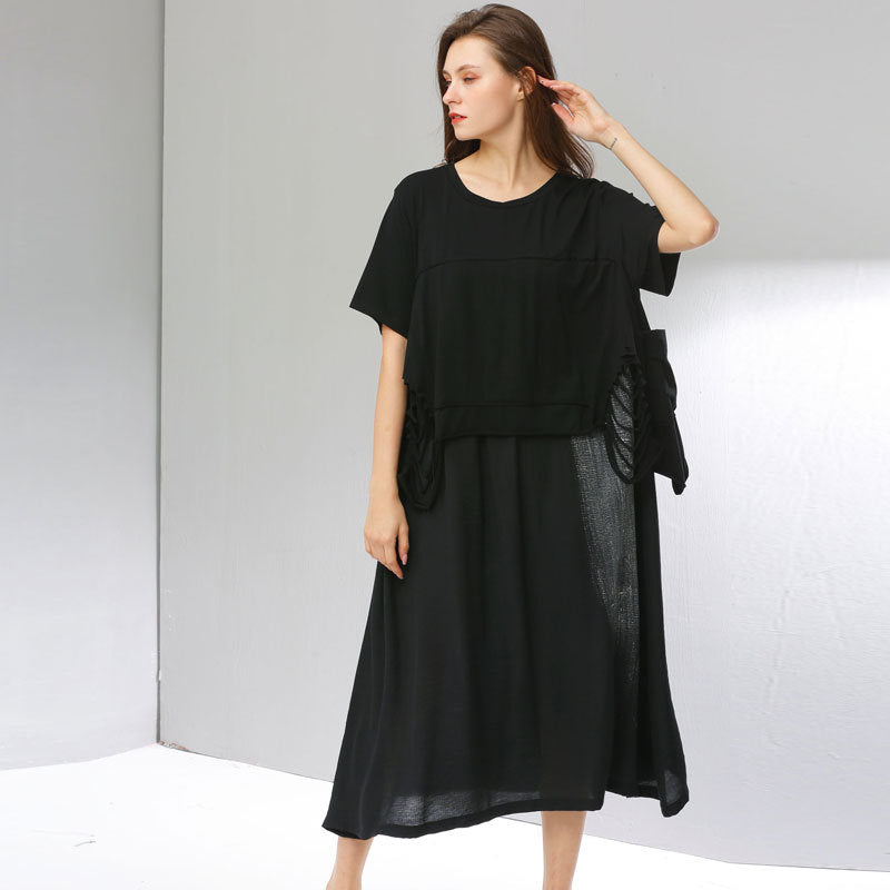 Summer Women Plus Sizes Black Long Cozy Dresses-Dresses-Black-One Size-Free Shipping at meselling99