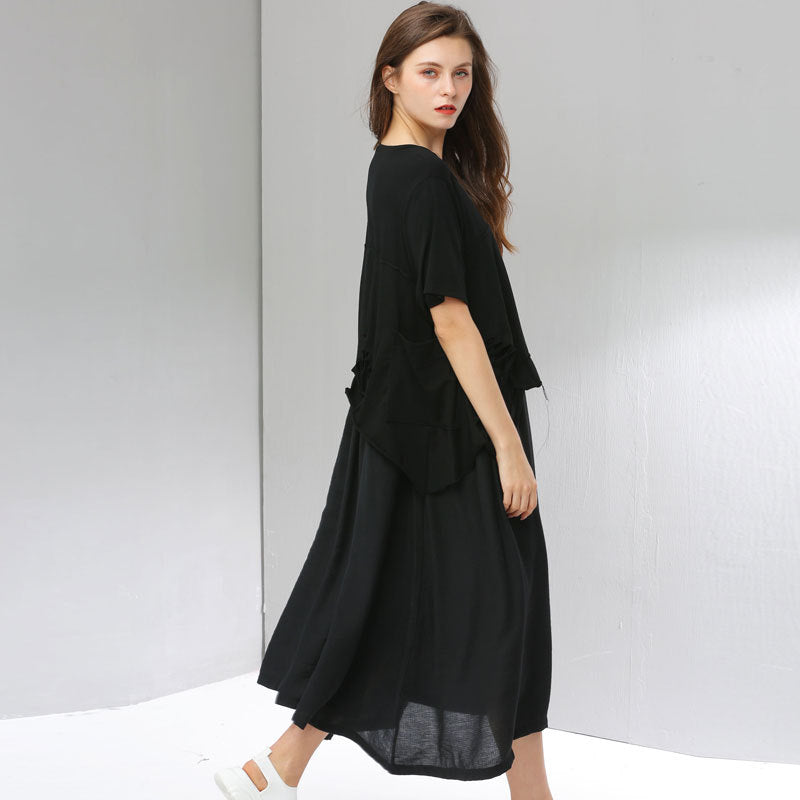 Summer Women Plus Sizes Black Long Cozy Dresses-Dresses-Black-One Size-Free Shipping at meselling99