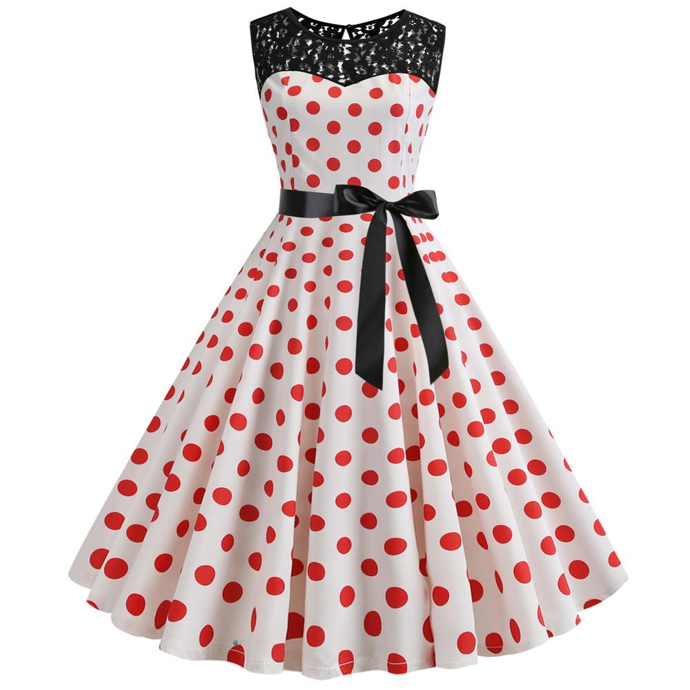 Summer Vintage Dot Print Sleeveless Dresses--Free Shipping at meselling99