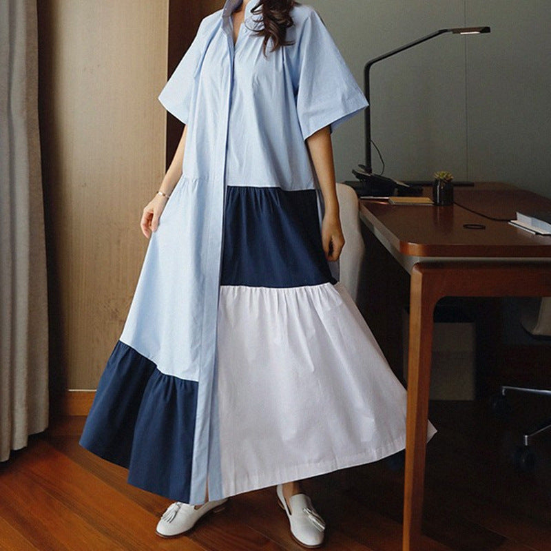 Casual Summer Contrast Color A Line Long Maxi Dresses-Dresses-Free Shipping at meselling99