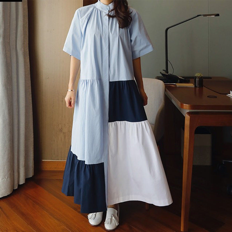 Women Split Jointing Loose Long A Line Dresses-Cozy Dresses-Free Shipping at meselling99