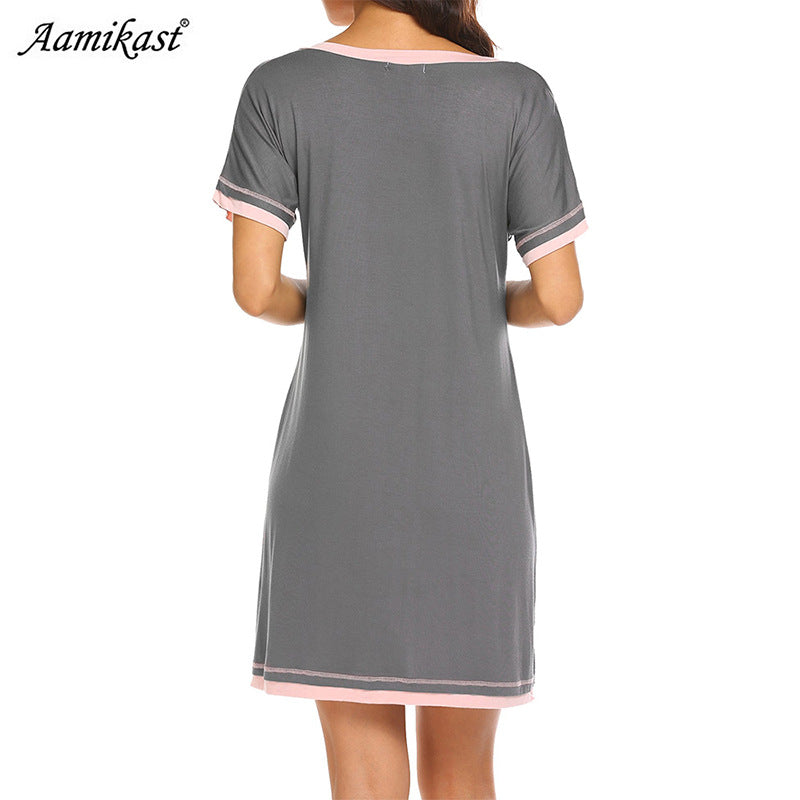 Casual Cotton Short Sleeves Sleepwear Dresses