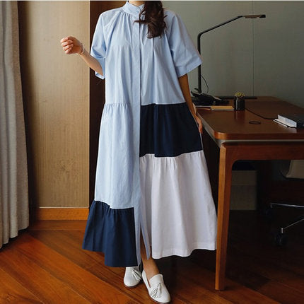 Women Split Jointing Loose Long A Line Dresses-Cozy Dresses-The same as picture-S-Free Shipping at meselling99