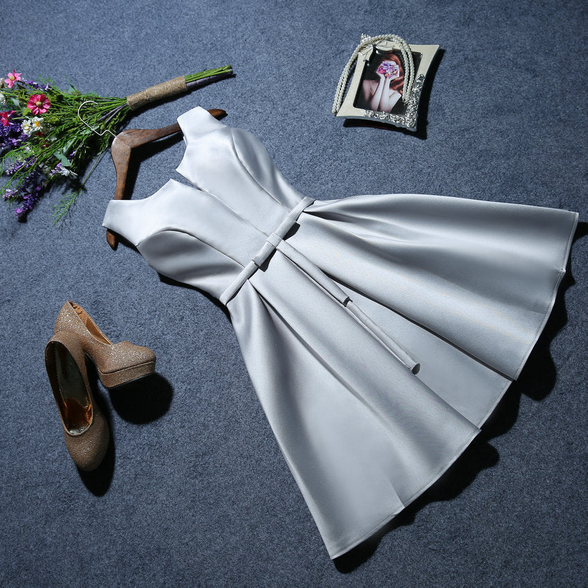 Elegant women short party dresses/Bridesmaid Dresses-Dresses-Gray-US2-Free Shipping at meselling99
