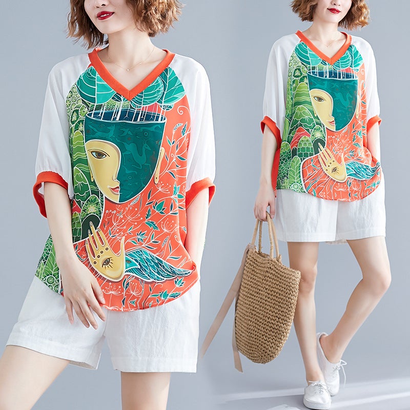 Summer Cartoon Print Plus Sizes Summer T Shirts-Dresses-The same as picture-One Size-Free Shipping at meselling99