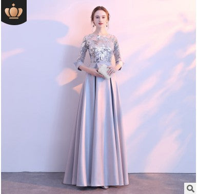 Elegant Brilliant Women Party Long Evening Dresses-Dresses-Gray-US2-Free Shipping at meselling99