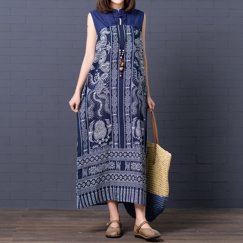 Vintage Linen Sleeveless Plus Sizes Women Long Dresses-Dresses-Free Shipping at meselling99