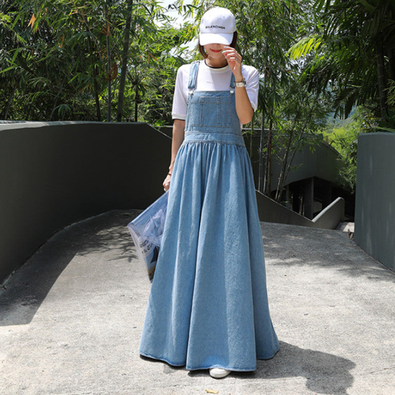 Casual Women Long Jean Suspender Dresses-Dresses-Free Shipping at meselling99