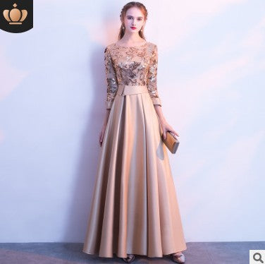 Elegant Brilliant Women Party Long Evening Dresses-Dresses-Gold-US2-Free Shipping at meselling99