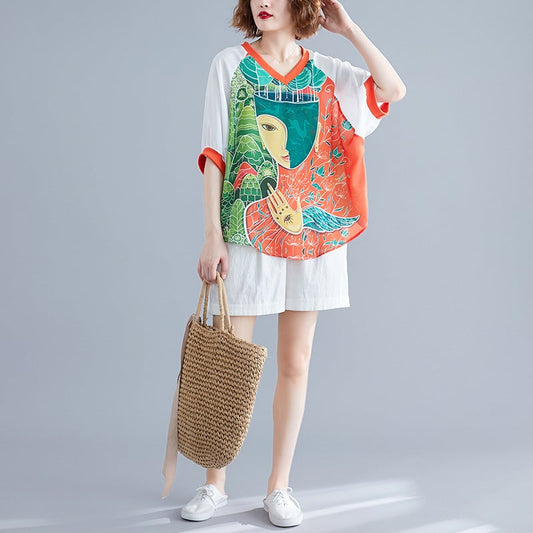 Summer Cartoon Print Plus Sizes Summer T Shirts-Dresses-The same as picture-One Size-Free Shipping at meselling99