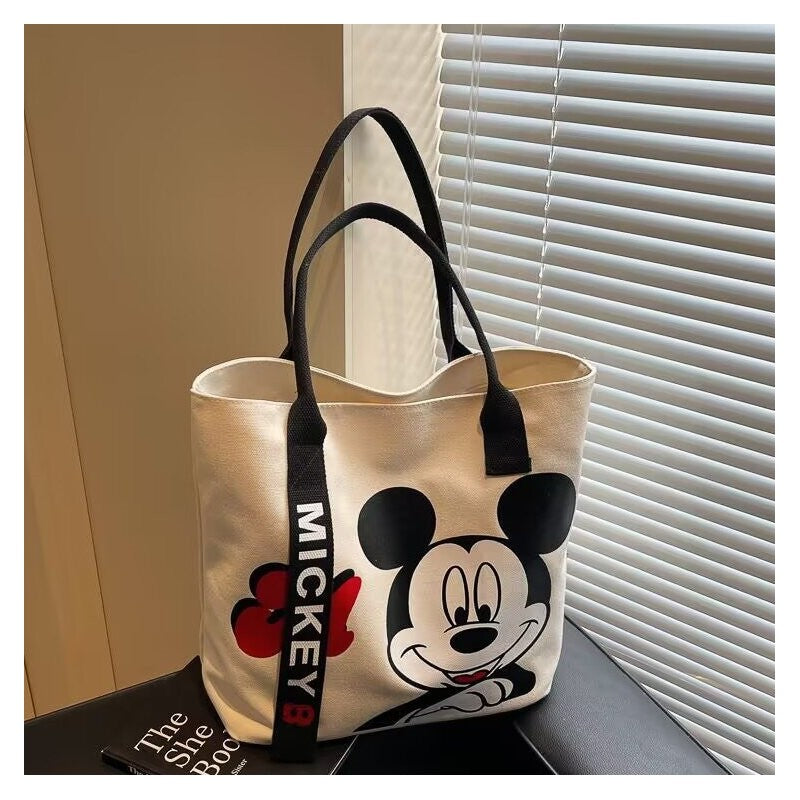 Large Capacity Canvas Shoulder Bag With Cute Cartoon Print
