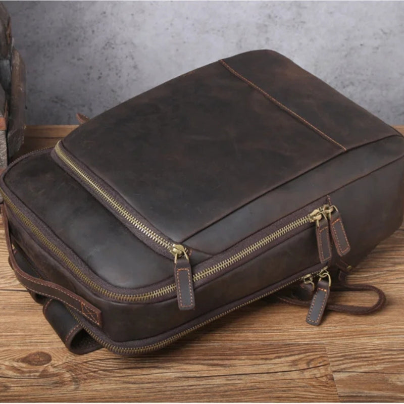 Vintage Crazy Horse Leather Men Backpack - Professional Daily Men’s Business Bag