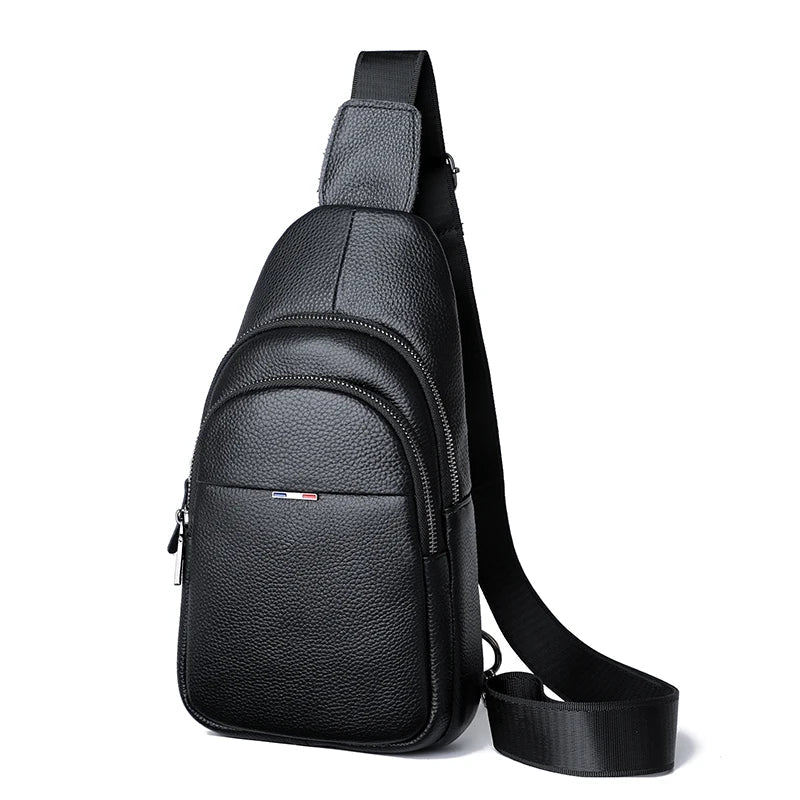 Men’s Genuine Leather Sling Bag – Casual Crossbody Chest Pack