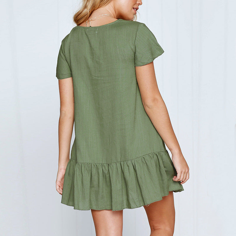 Summer Short Sleeves Women Short Daily Dresses