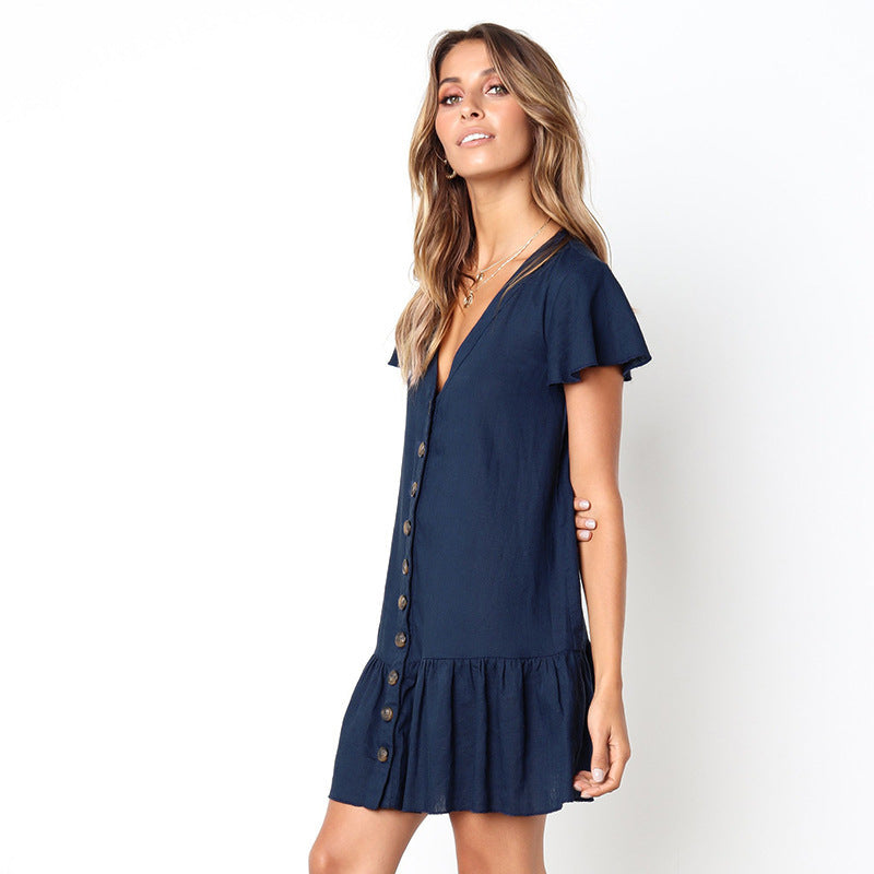 Summer Short Sleeves Women Short Daily Dresses