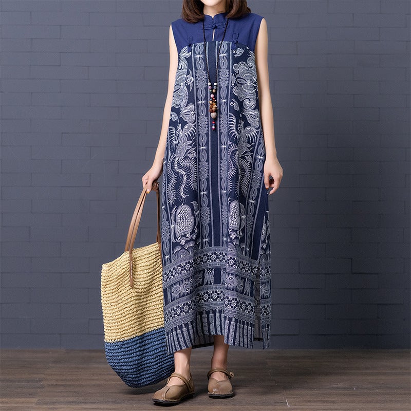 Vintage Linen Sleeveless Plus Sizes Women Long Dresses-Dresses-Free Shipping at meselling99