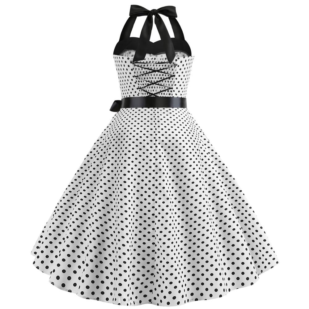 Summer Halter Dot Print Strapless Retro Dresses-Vintage Dresses-Free Shipping at meselling99