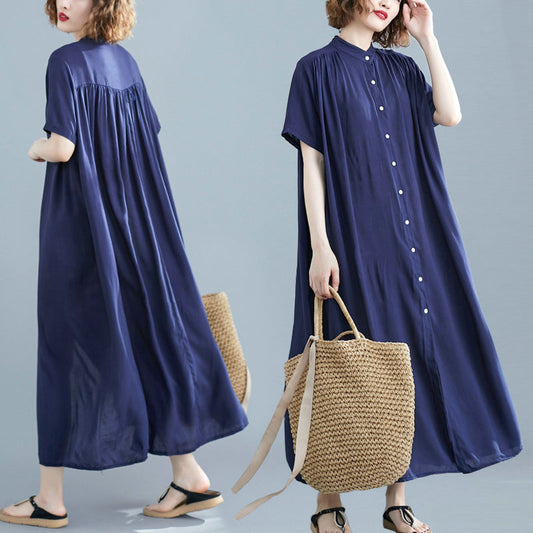 Simple Design Summer Plus Sizes Long Shirt Dresses-Dresses-Free Shipping at meselling99