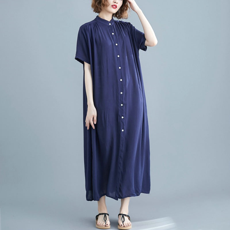 Simple Design Summer Plus Sizes Long Shirt Dresses-Dresses-Free Shipping at meselling99
