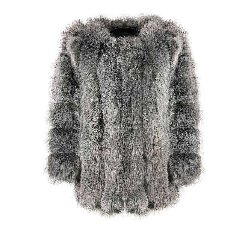 Artificial Fox Fur Women Winter Overcoat