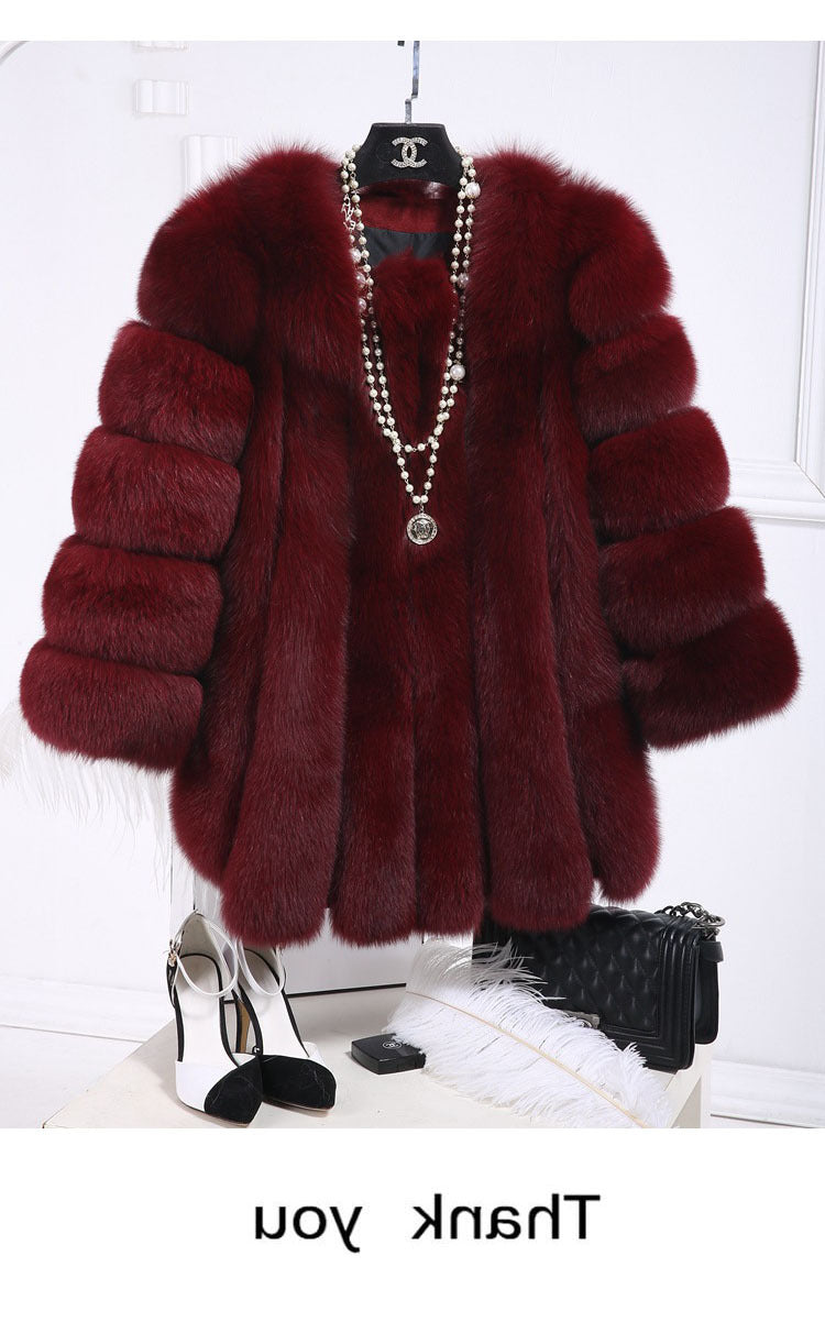 Artificial Fox Fur Women Winter Overcoat