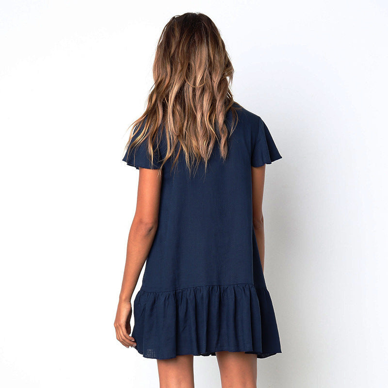 Summer Short Sleeves Women Short Daily Dresses
