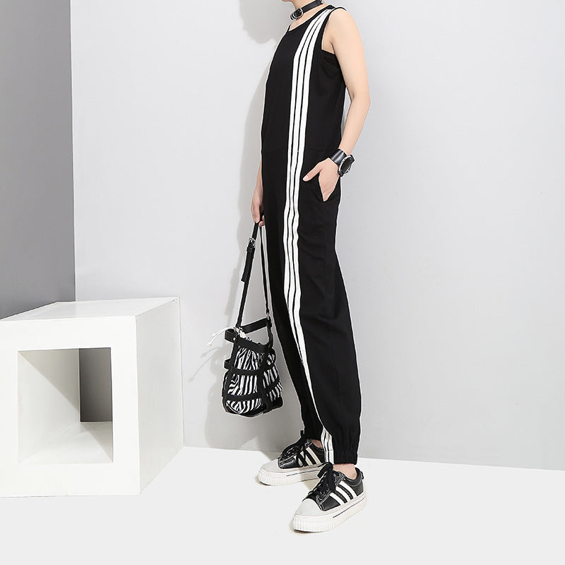 Summer Black Sleeveless Black Sports Jumpsuits