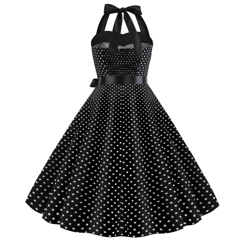 Summer Halter Dot Print Strapless Retro Dresses-Vintage Dresses-Free Shipping at meselling99