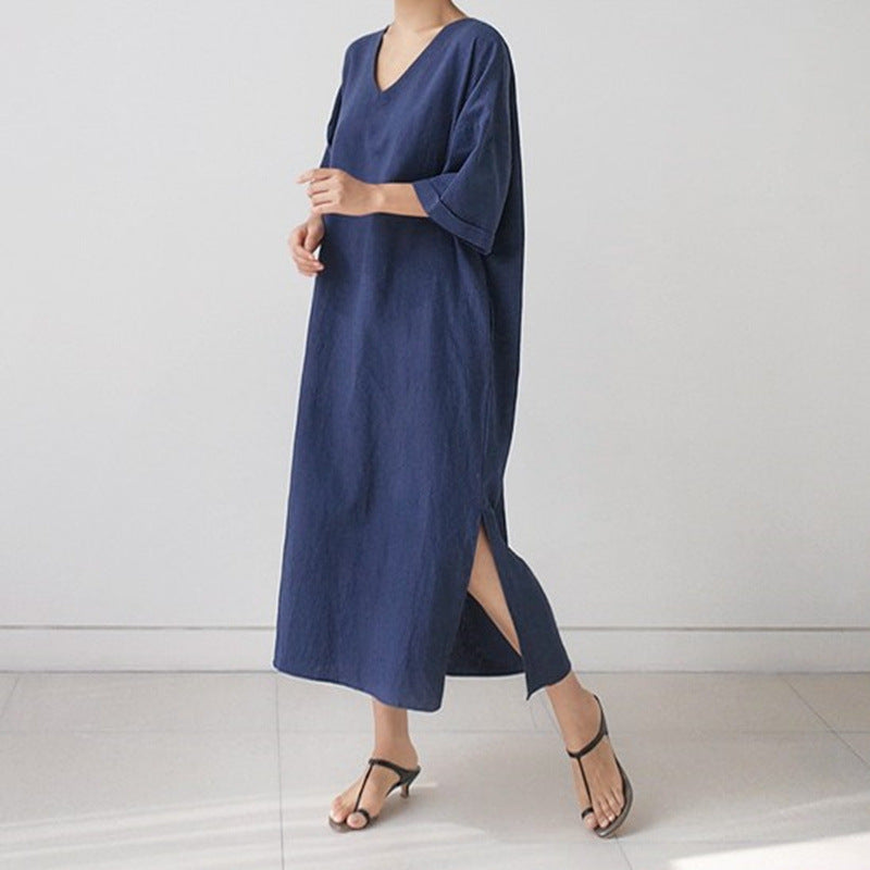 Simple Design Linen Women Cozy Dresses-Dresses-Free Shipping at meselling99