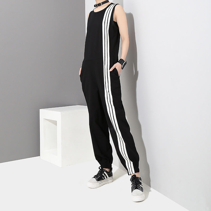 Summer Black Sleeveless Black Sports Jumpsuits