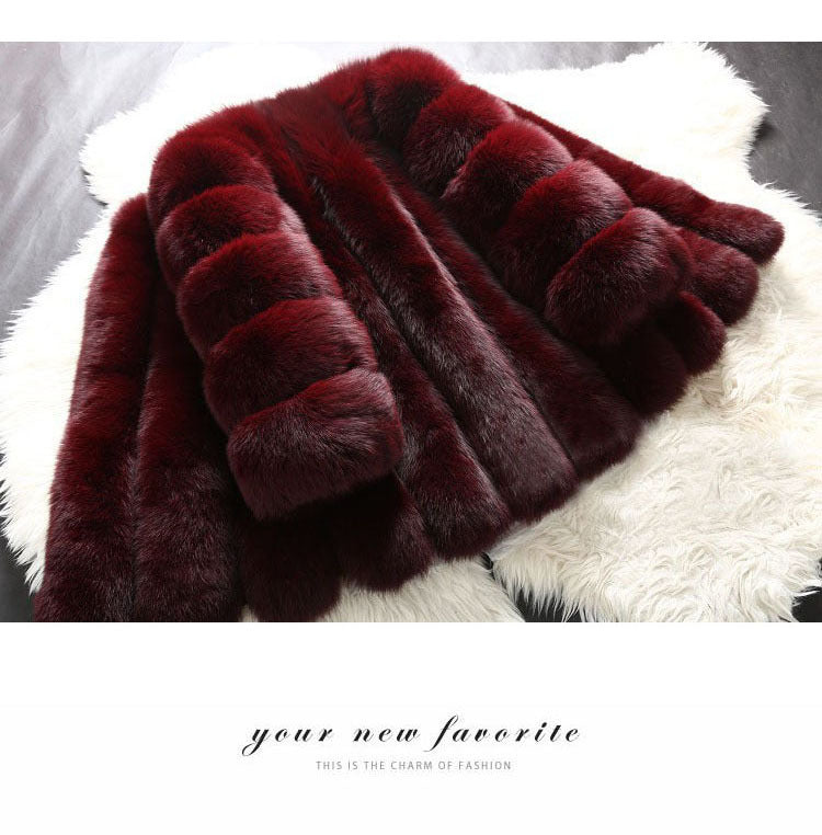 Artificial Fox Fur Women Winter Overcoat