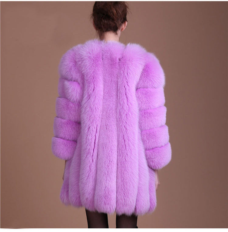 Artificial Fox Fur Women Winter Overcoat