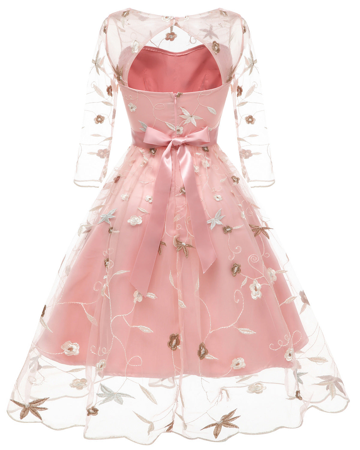 Layered Organza & Lace Mesh Dress